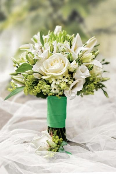 Brautstrauß Weiß und Grün