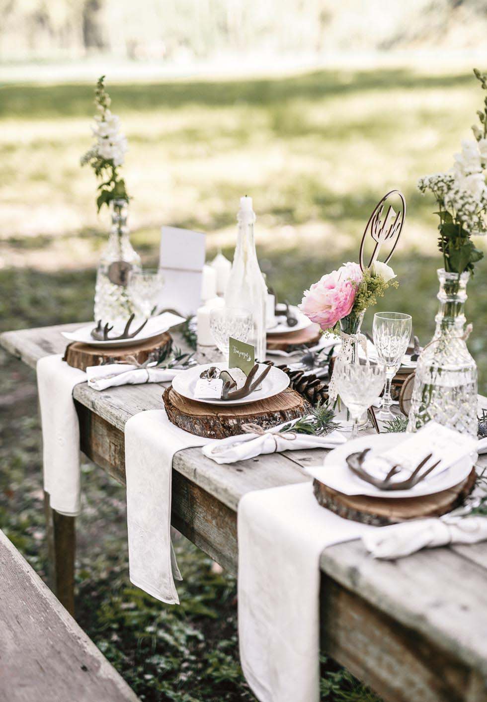 Tischdeko Hochzeit rustikal