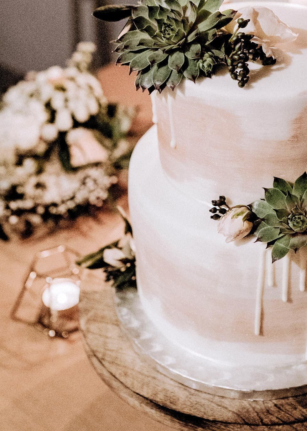 Boho Hochzeitstorte Sukkulenten