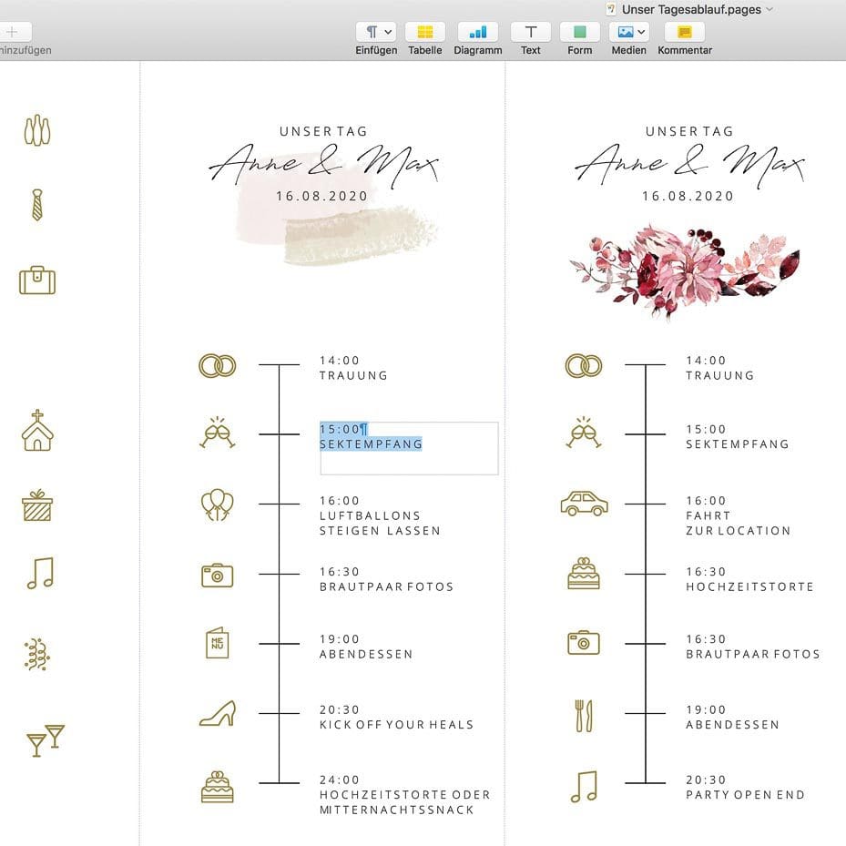 Timeline Hochzeit Icons Symbole Vorlage Zum Download