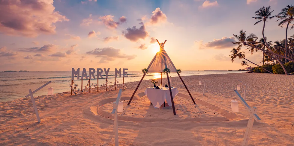 Heiratsantrag Deko Strand