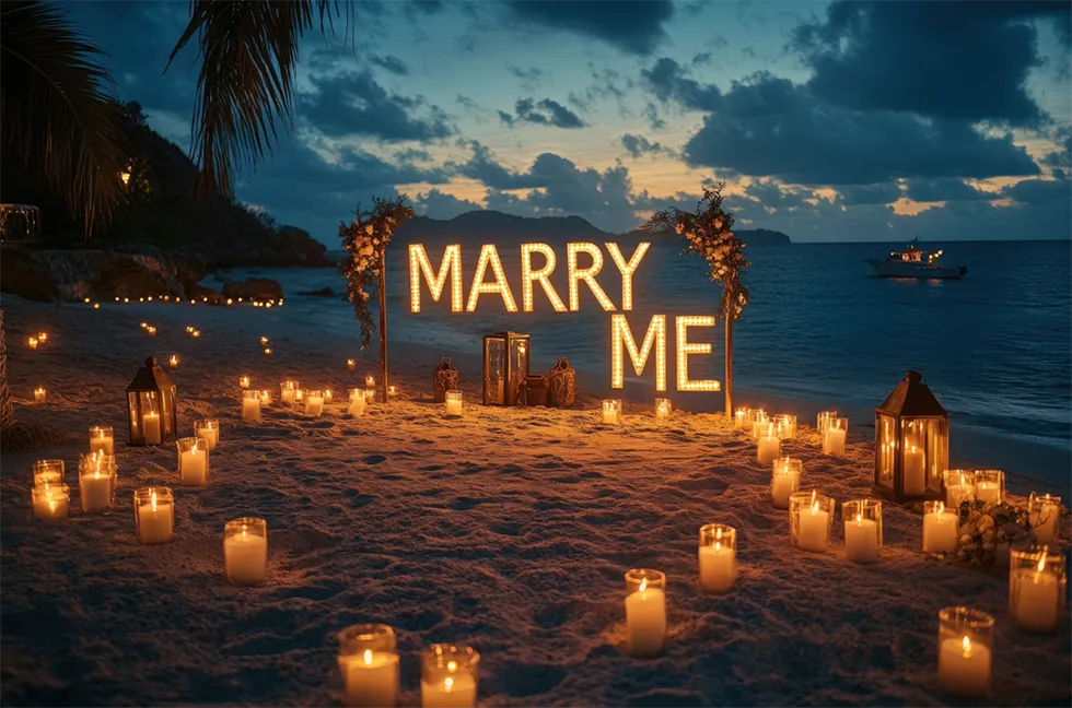 Heiratsantrag Deko Strand