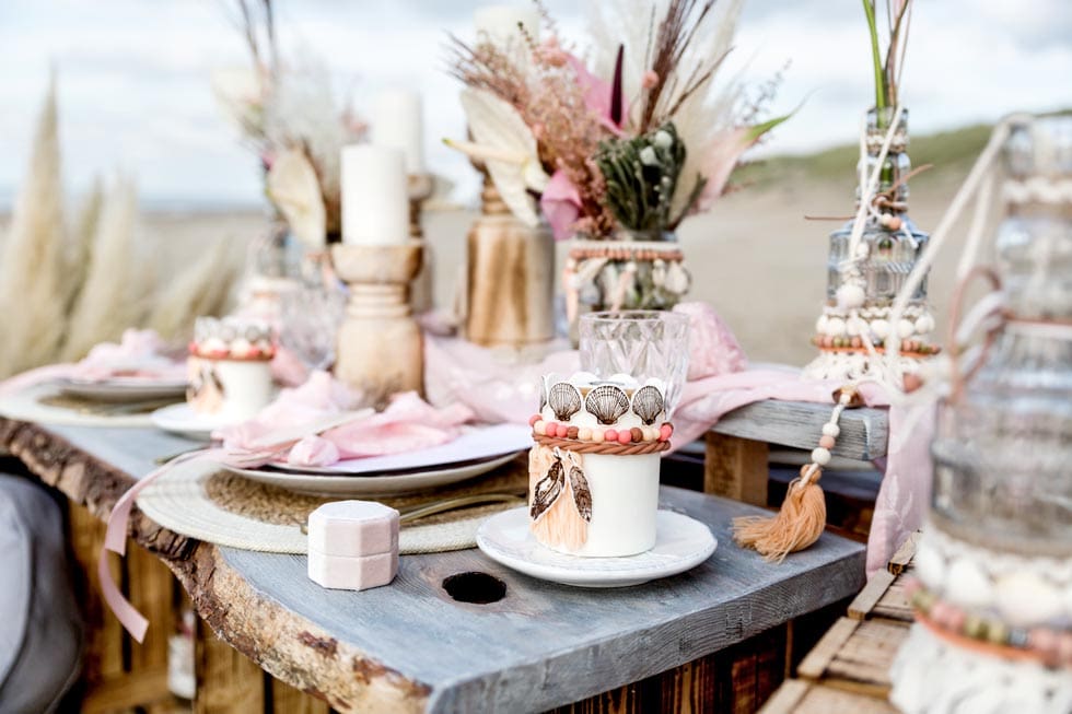 Tischdeko Hochzeit rosa