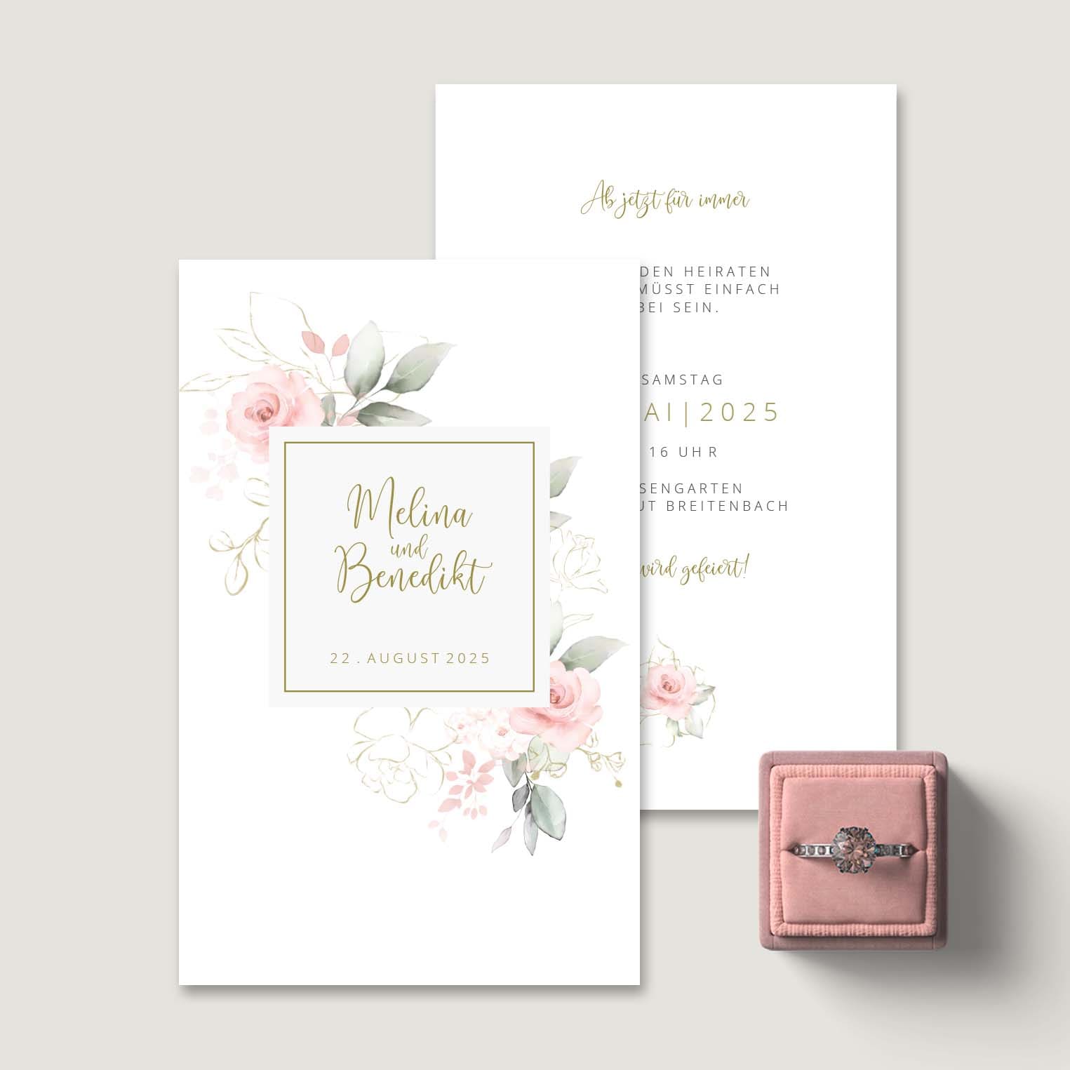 Hochzeitseinladung Vintage Blumen