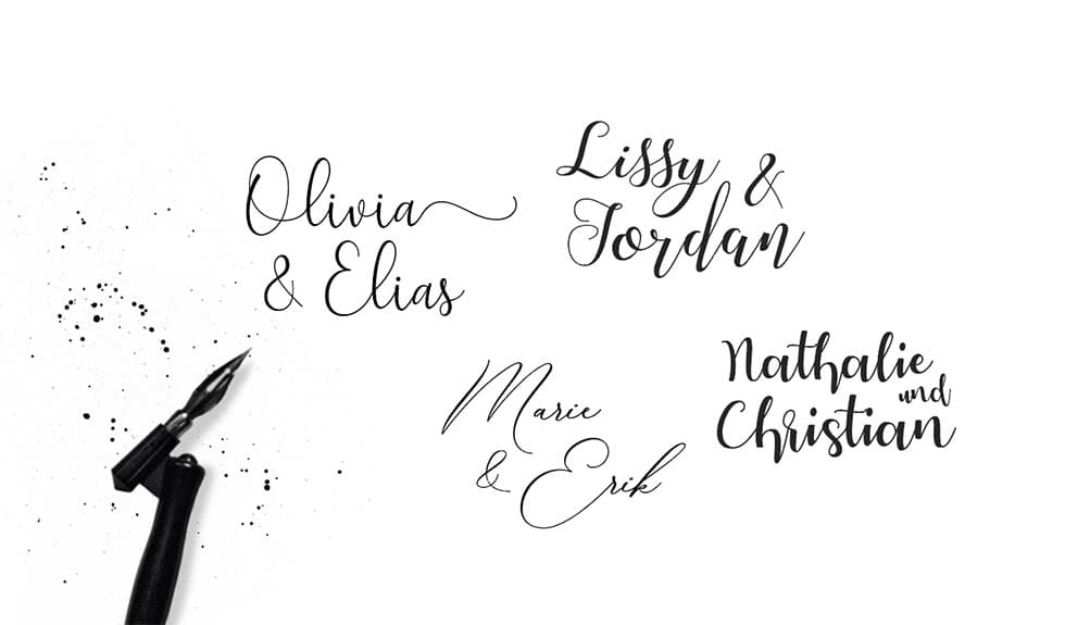 Kalligraphie Schriften Hochzeit