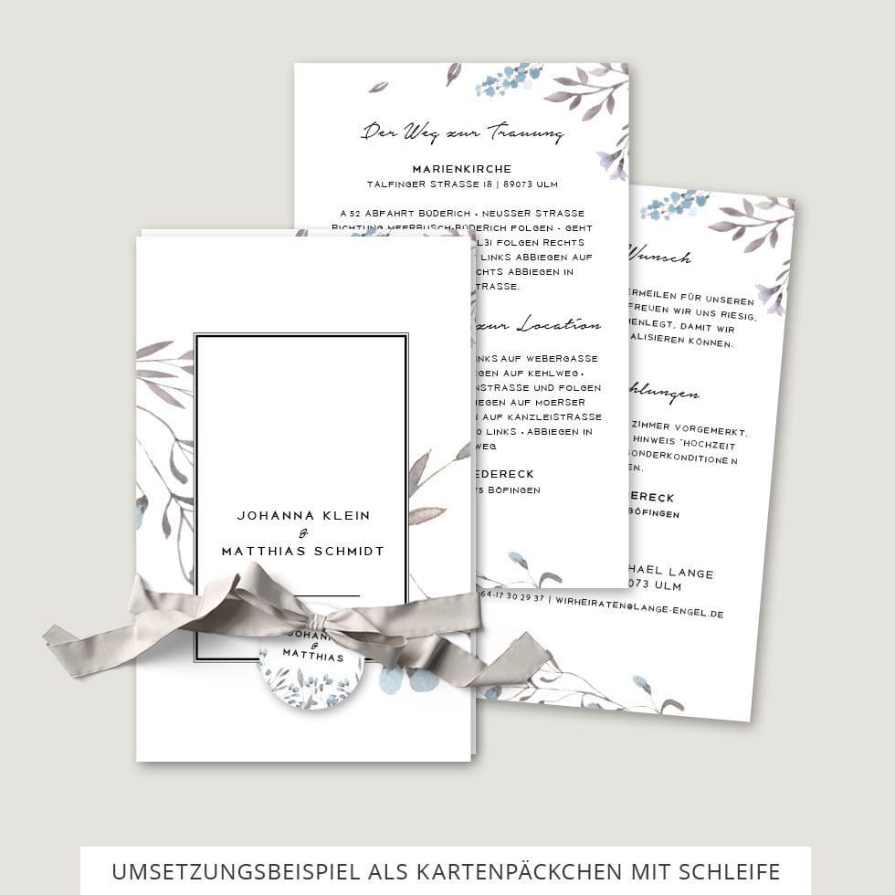 Hochzeitseinladung Vorlage Kartenpäckchen