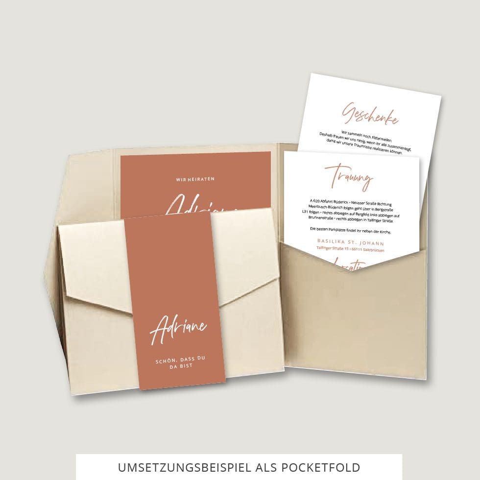 Hochzeitseinladung Pocketfold Vorlage