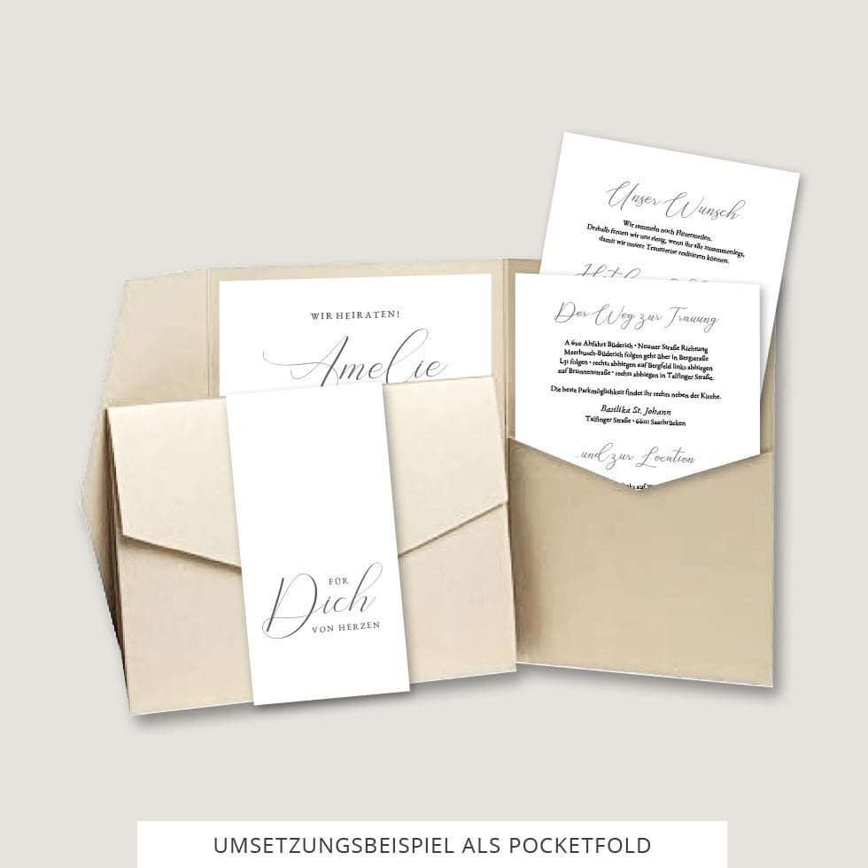 Hochzeitseinladung Pocketfold Vorlage