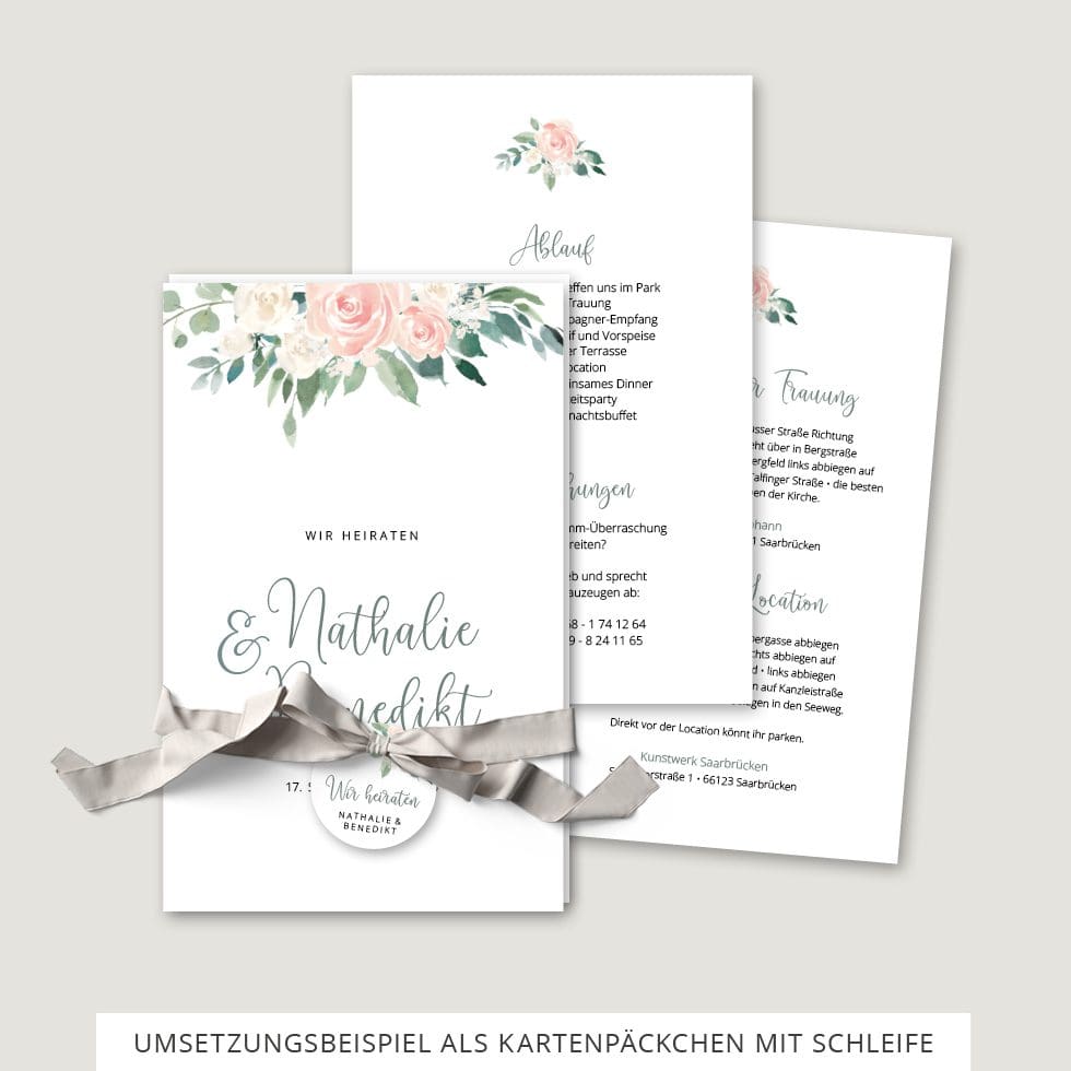 Hochzeitseinladung Vorlage Kartenpäckchen