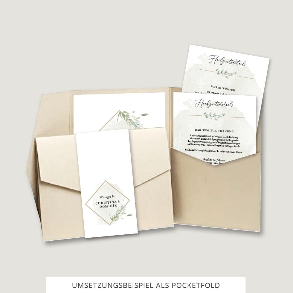 Hochzeitseinladung Pocketfold Vorlage