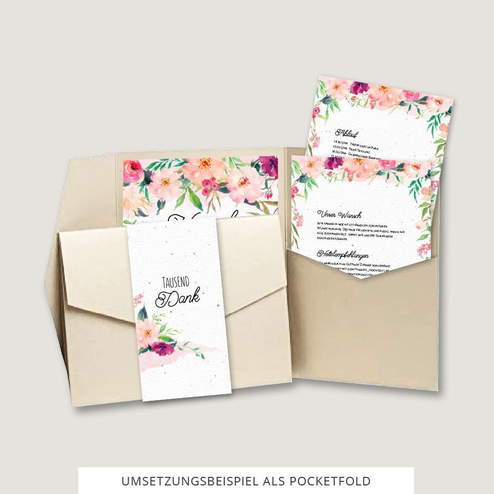 Hochzeitseinladung Pocketfold Vorlage