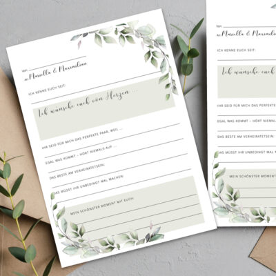 Gästebuch Karten Greenery individuell