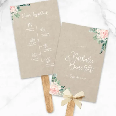 Fächer Hochzeit Flower Romance Kraftpapier