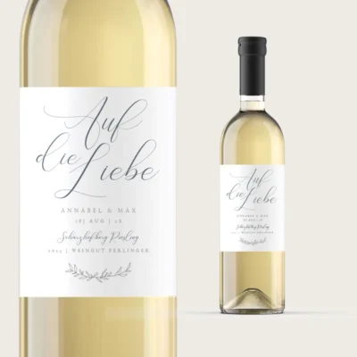 Flaschenetikett Auf die Liebe