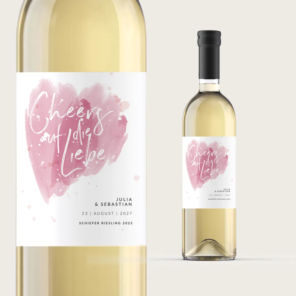 Flaschenetikett Herz selbst gestalten