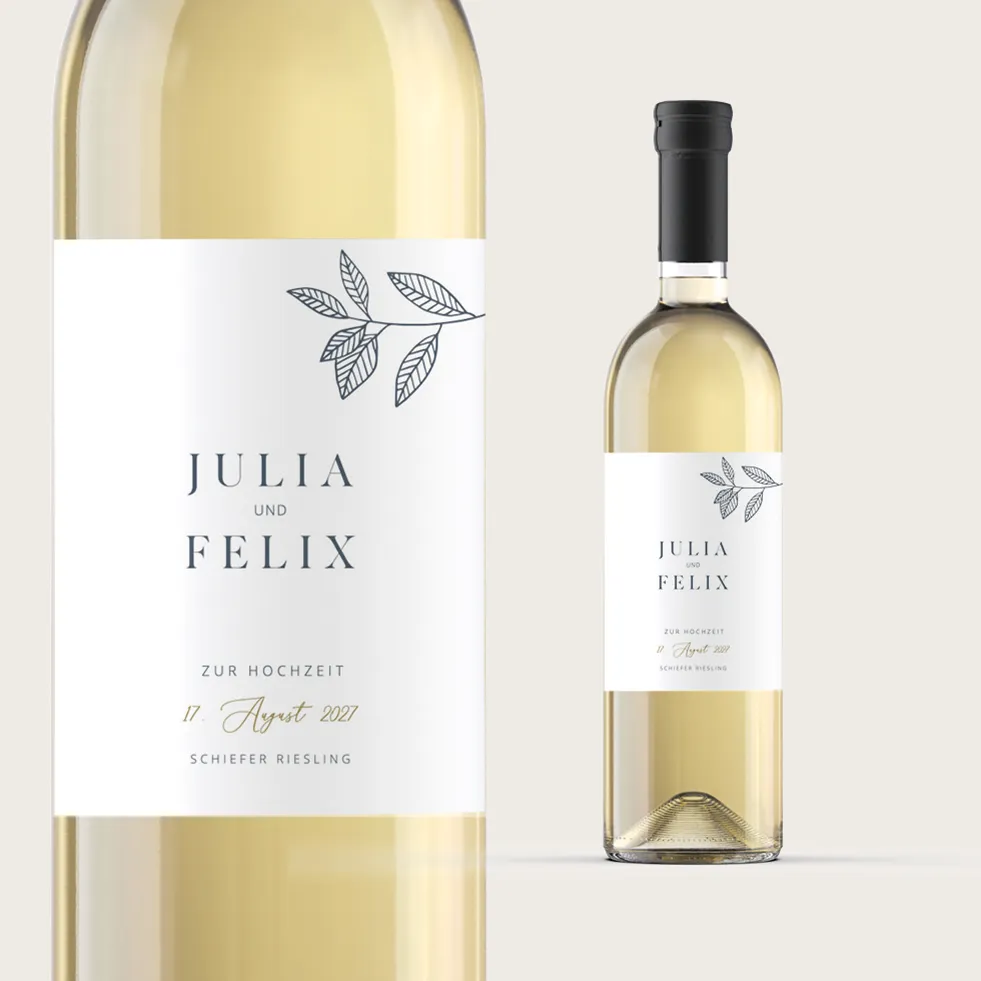 Flaschenetikett Zweig Blau