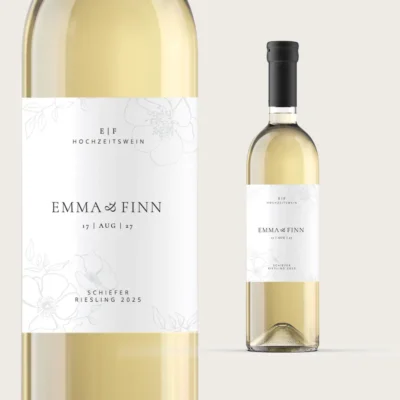 Flaschenetikett elegant Blumen