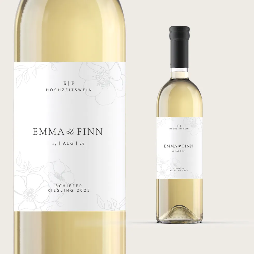 Flaschenetikett elegant Blumen