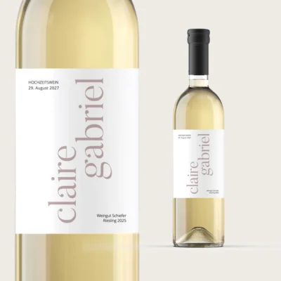 Flaschenetikett modern gestalten Schriftzug