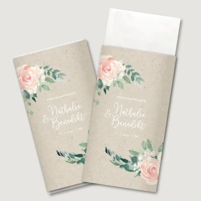 Freudentränen Taschentücher Banderole romantisch Rosen