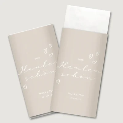 Freudentränen Taschentücher Beige Handschrift Herzen