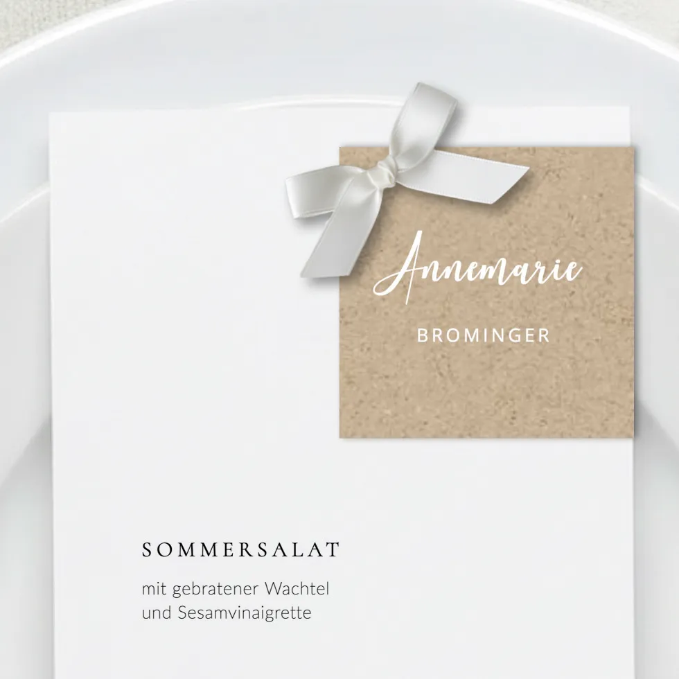 Platzkarten Kraftpapier Weißschrift