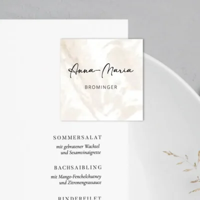 Platzkarte Marmorstruktur quadratisch