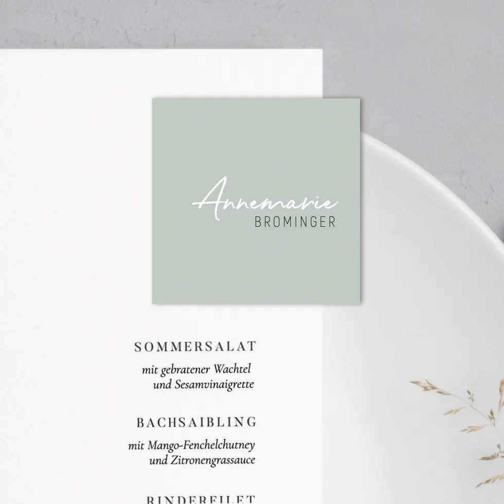 Platzkarte Salbei Handschrift Aufleger