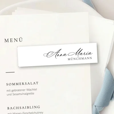 Namensschild Platzkarte Kalligraphie schmal