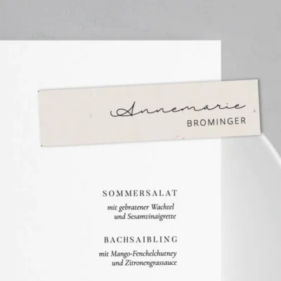 Namensschild Naturpapier romantisch