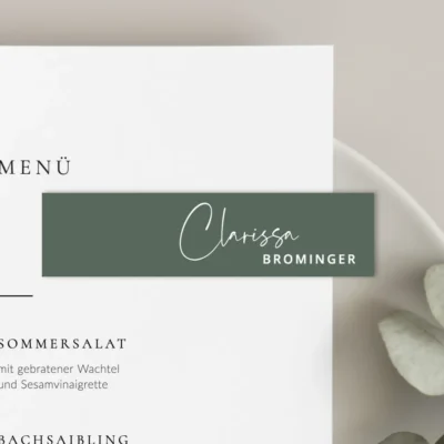 Namenskarte Streifen Smaragd Grün