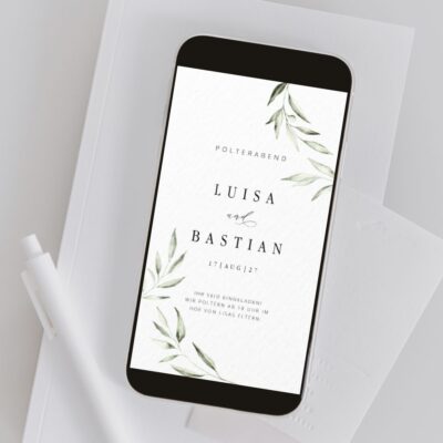 Polterabend Einladung digital Olivenzweig