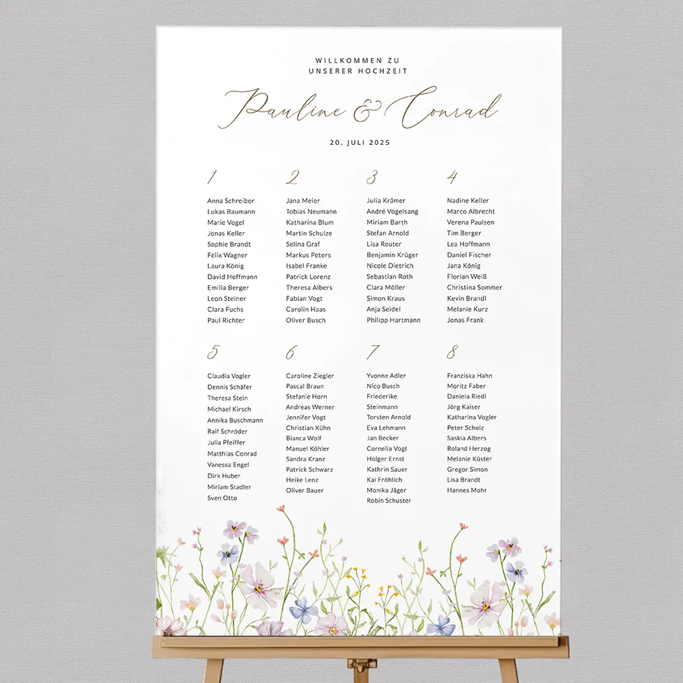 Sitzplan Wiesenblumen individuell gestalten