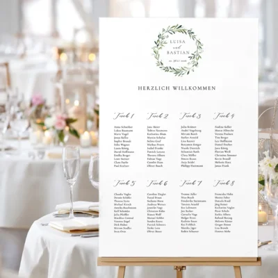 Sitzplan Greenery Kranz individuell gestalten