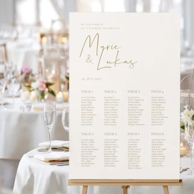 Sitzplan Handschrift modern individuell gestalten