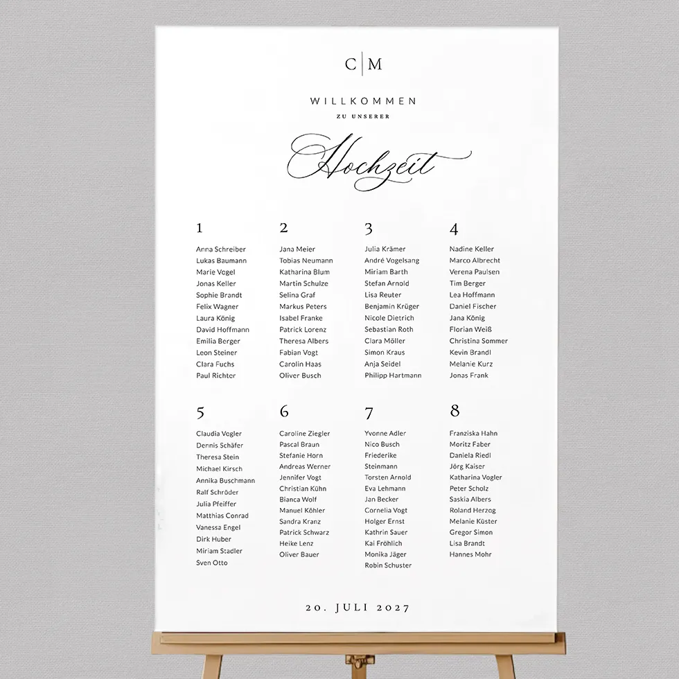 Sitzplan Hochzeitslogo Initialen individuell gestalten