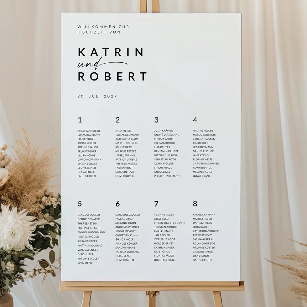 Sitzplan “Typographie” Sitzplan Typografie individuell gestalten