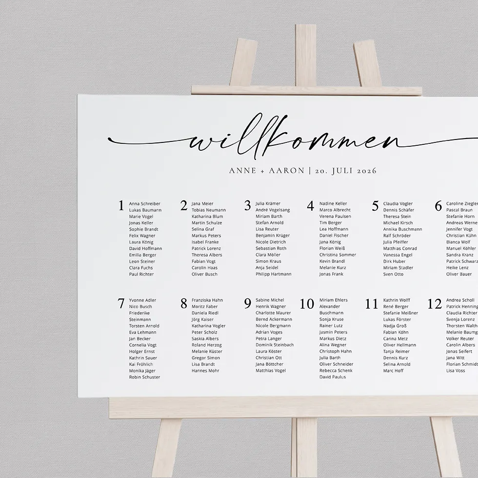 Sitzplan elegant puristisch Sitzplan elegant puristisch individuell gestalten