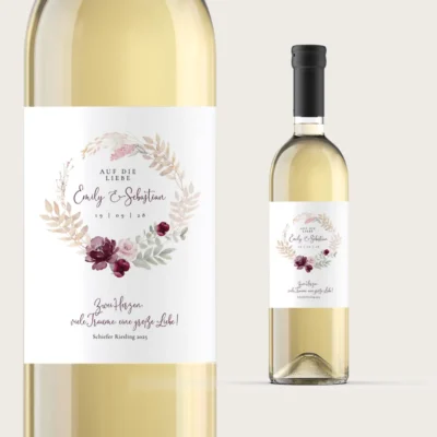 Weinetikett Trockenblumen