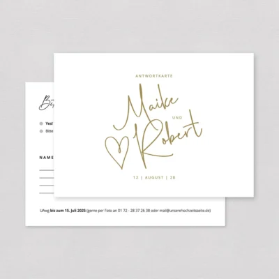 Antwortkarte Hochzeit Handschrift Herz