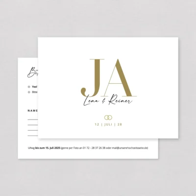 Antwortkarte Hochzeit Ja Gold
