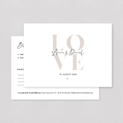 Antwortkarte Hochzeit LOVE