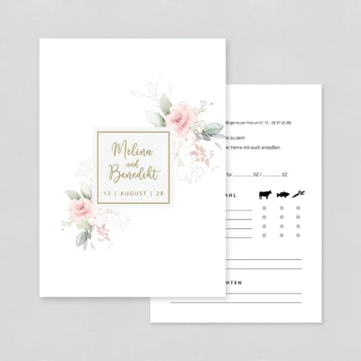 Antwortkarte Hochzeit Modern Rose