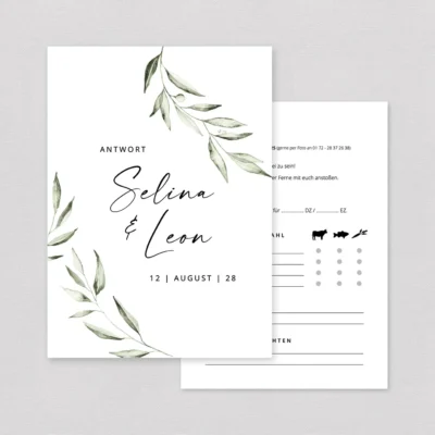 Antwortkarten Hochzeit Olivenzweig