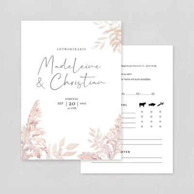 Antwortkarte Pampas Boho Hochzeit