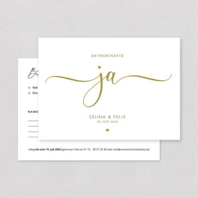 Antwortkarte Hochzeit ja Kalligraphie