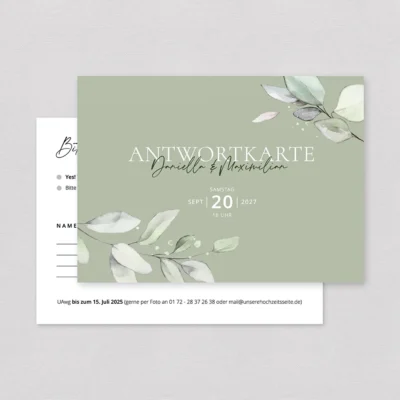 Antowrtkarten Hochzeit Eukalyptus