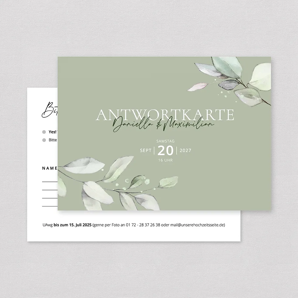 Antwortkarte “Eukalyptus” Antowrtkarten Hochzeit Eukalyptus