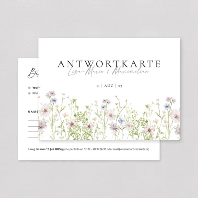 Antwortkarte Hochzeit Wiesenblumen