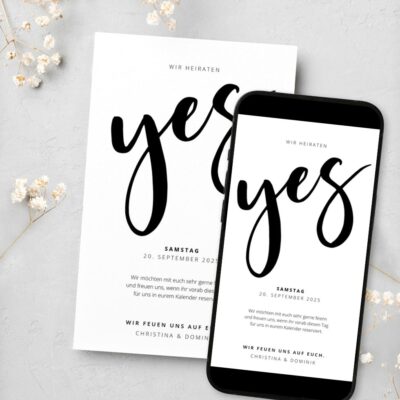 Save the Date WhatsApp Karte Brush Lettering